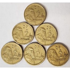 AUSTRALIA 1988-2009 . TWO 2 DOLLARS COINS . ERROR . SLIGHT MIS-STRIKE . 6 COINS